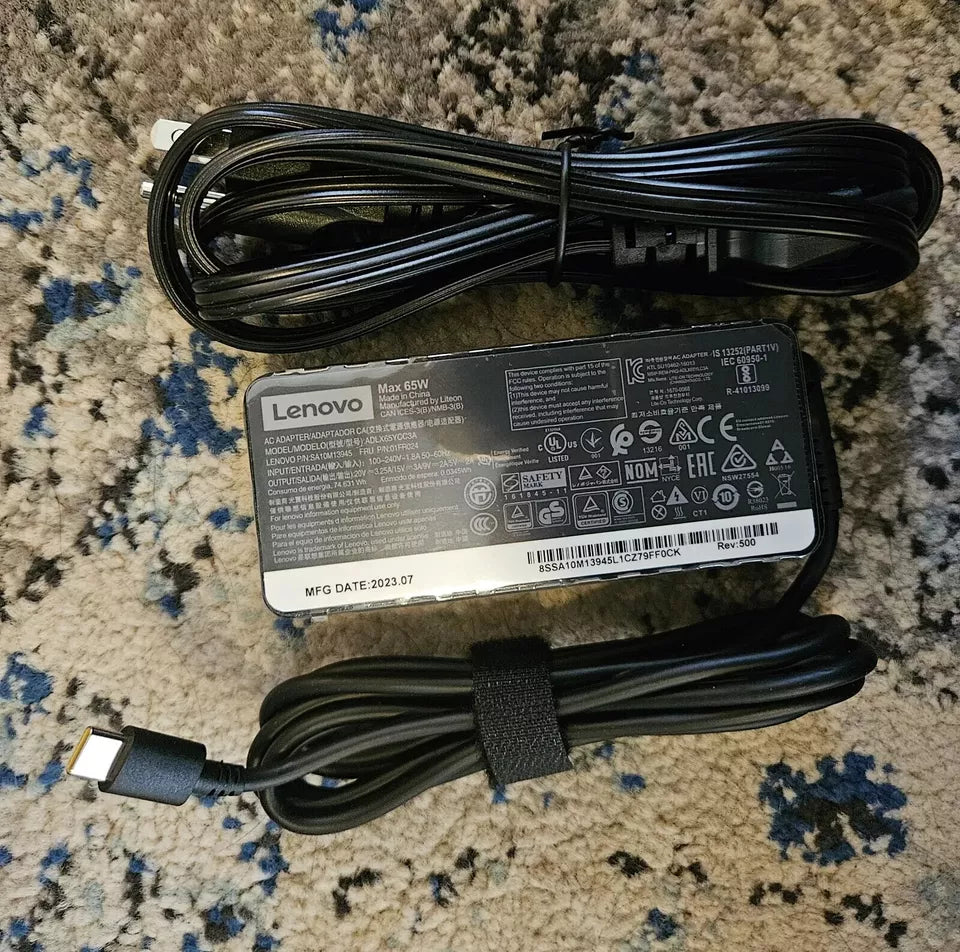 Lenovo ADLX65YCC3A 20V 3.2A -65W USB Type-C Charger Adapter - Black